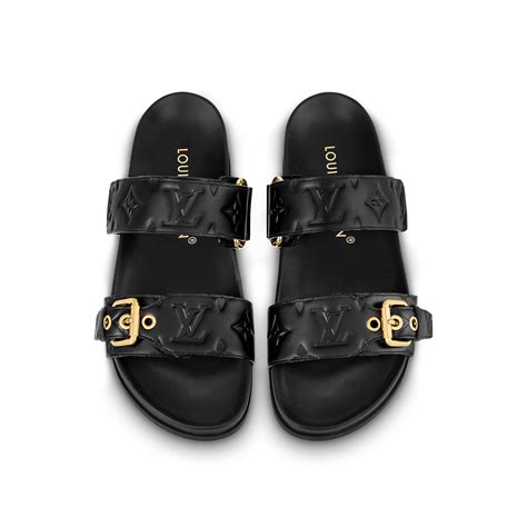 louis vuitton bom dia mule sizing|Louis Vuitton slides with buckle.